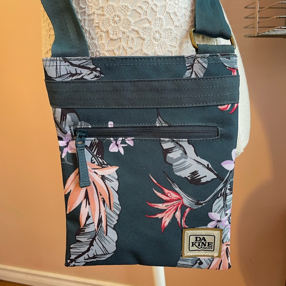 Dakine Green and Pink Crossbody Purse Bag with Floral Design